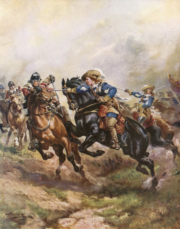 Prinssi Rupertin ratsuväen hyökkäys Edgehillissä, 1642 tekijältä Henry Payne