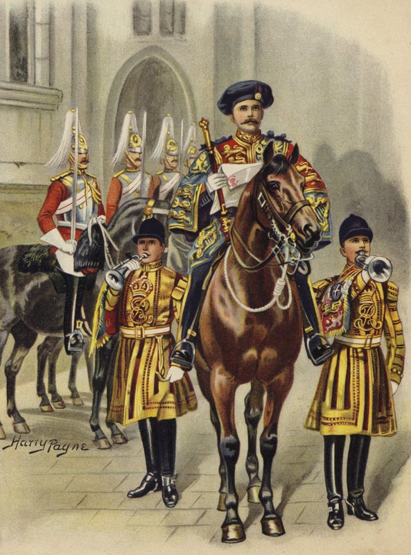George V:n julistaminen Englannin kuninkaaksi, 1910 (chromolitho) tekijältä Henry Payne