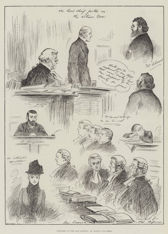 Luonnokset oikeustuomioistuimissa, kunnianloukkauskanne tekijältä Henry Stephen Ludlow