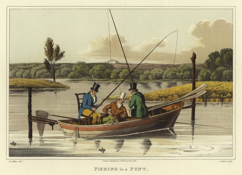 Kalastus puntissa (chromolitho) tekijältä Henry Thomas Alken