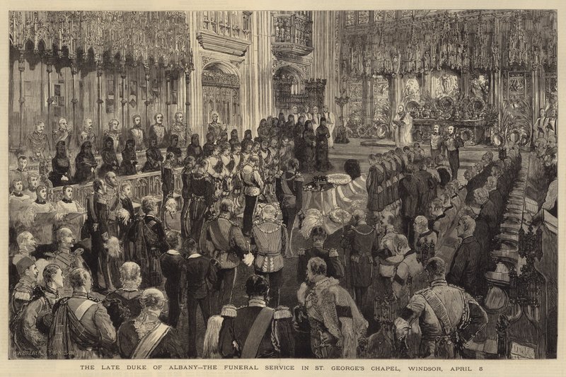 Albanyn edesmennyt herttua, hautajaiset St Georgen kappelissa, Windsor, 5. huhtikuuta tekijältä Henry William Brewer