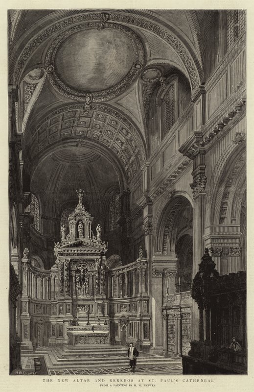 Uusi alttari ja Reredos St Paulin katedraalissa tekijältä Henry William Brewer