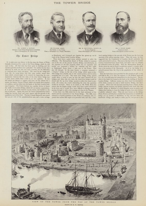 Tower Bridgen rakentaminen Lontoossa tekijältä Henry William Brewer