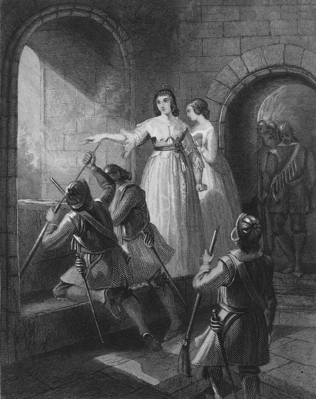 Lettice FitzGerald, ensimmäinen paronitar Offaly, puolusti linnaansa kapinallisten hyökkäyksiltä Irlannin suuressa kapinassa vuonna 1642 tekijältä Henry after Warren