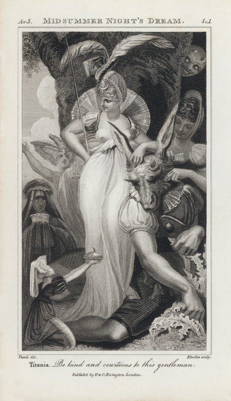 Kuvitus Shakespearen Kesäyön unelmaan (kaiverrus) tekijältä Henry  Fuseli