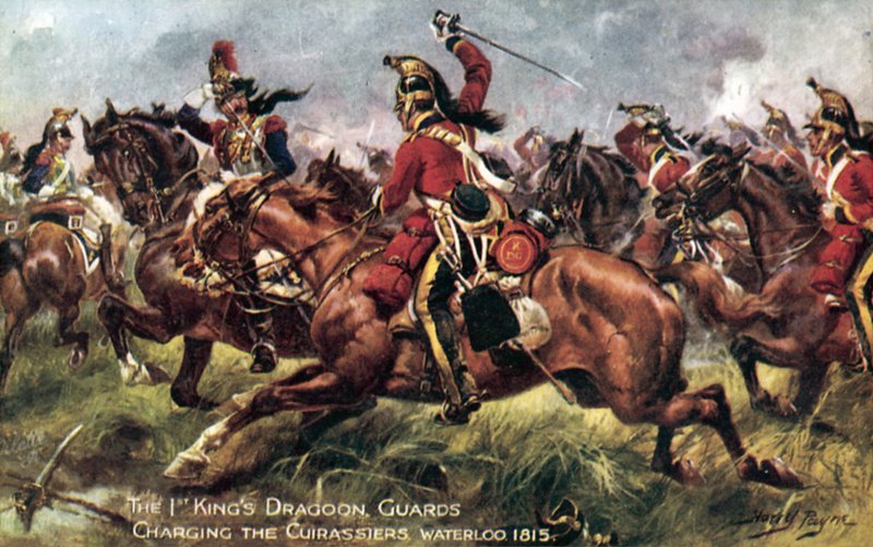 1. (Kings) Dragoon Guards, Waterloon taistelu, 18. kesäkuuta 1815 tekijältä Henry A. Payne
