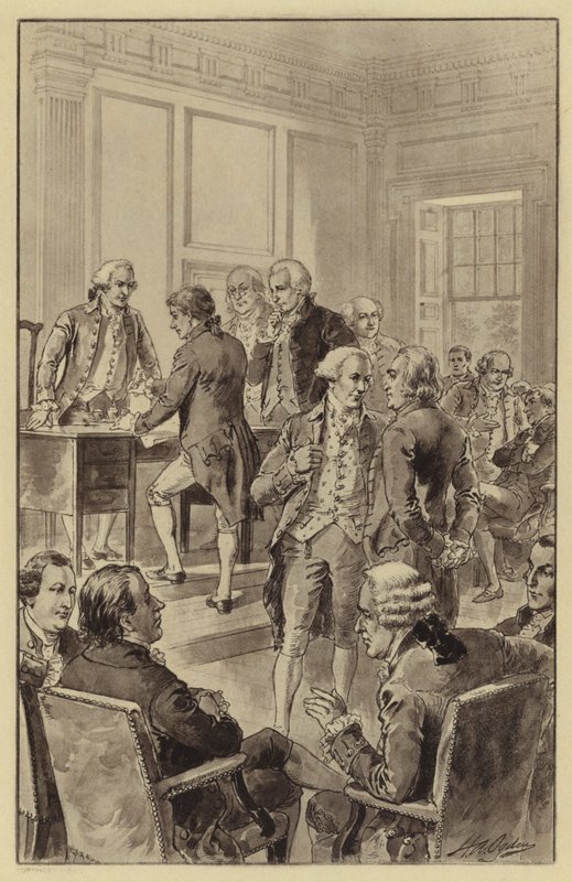 Itsenäisyysjulistuksen allekirjoitus, 4. heinäkuuta 1776 (litho) tekijältä Henry Alexander (after) Ogden