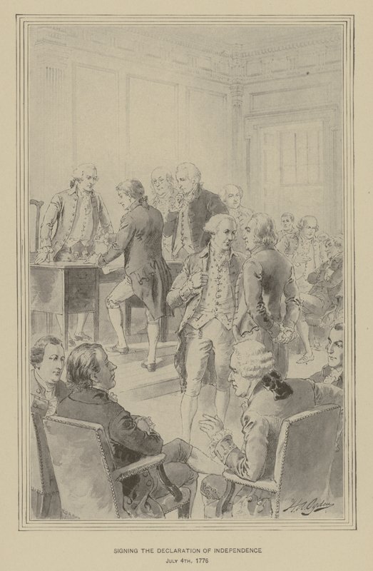 Itsenäisyysjulistuksen allekirjoitus, 4. heinäkuuta 1776 (litho) tekijältä Henry Alexander (after) Ogden