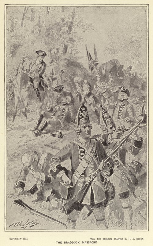 Braddockin verilöyly (litho) tekijältä Henry Alexander (after) Ogden