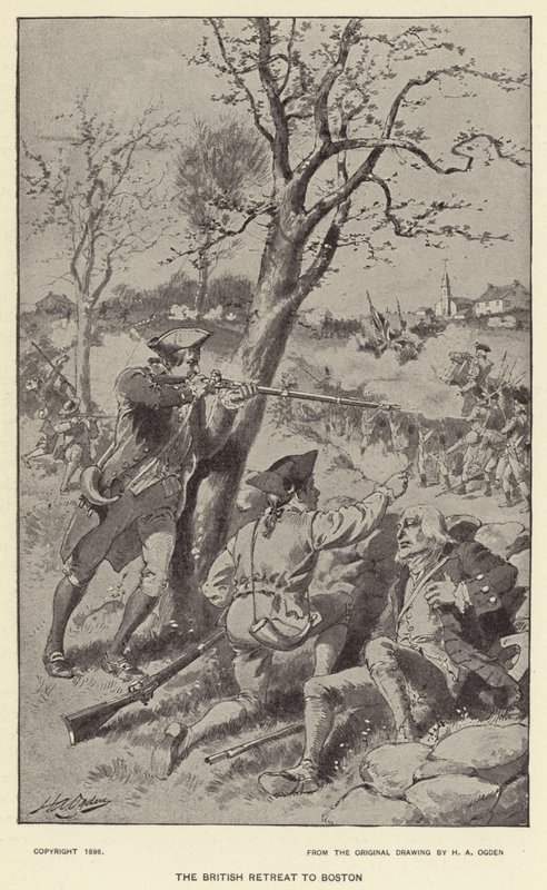 British Retreat to Boston (litho) tekijältä Henry Alexander (after) Ogden