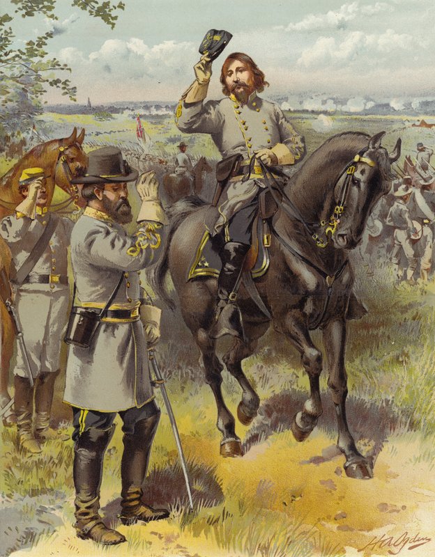 Kenraali Pickett ottaa latauksen käskyn kenraali Longstreetiltä, Gettysburgista; 3 päivänä heinäkuuta 1863 tekijältä Henry Alexander Ogden