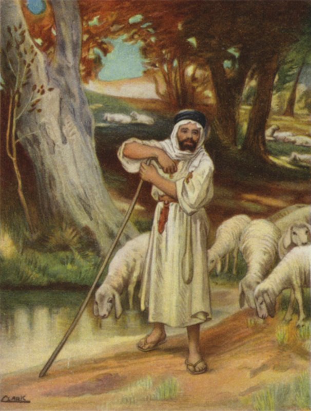 Paimen ja hänen laumansa Baniasissa (väri litho) tekijältä Henry Andrew Harper