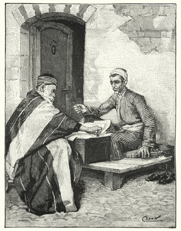 Itämainen kirjailija sinetöi kirjeen (litho) tekijältä Henry Andrew Harper