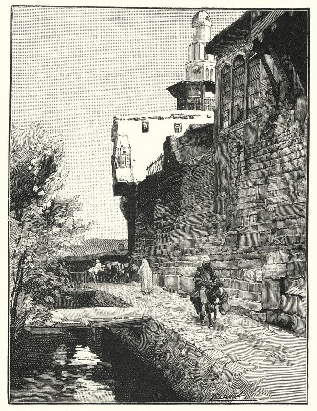 Damaskoksen kaupunginmuuri (litho) tekijältä Henry Andrew Harper