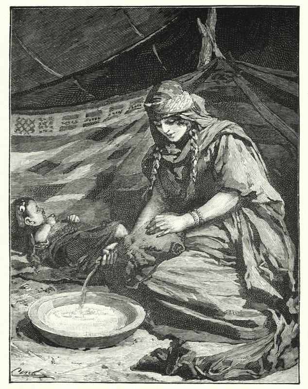 Beduiiniteltan sisustus (litho) tekijältä Henry Andrew Harper