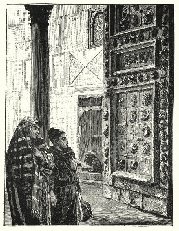 Damaskoksen suuren moskeijan metalliovi (litho) tekijältä Henry Andrew Harper