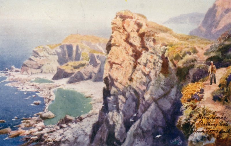 Bathing Coves, Torrs Walkilta, Ilfracombe (värilitrokuvaus) tekijältä Henry B. (after) Wimbush