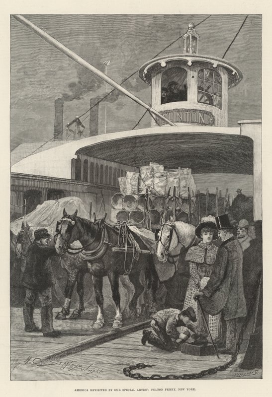 Special Artist, Fulton Ferry, New York, vieraili Amerikassa tekijältä Henry Charles Seppings Wright