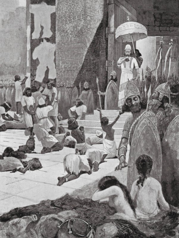 Ashur-nasir-pal ja hänen sotavankinsa (litografia) tekijältä Henry Charles Seppings Wright