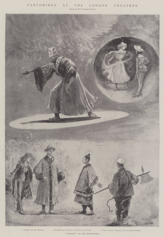 Pantomiimeja Lontoon teattereissa (litho) tekijältä Henry Charles Seppings Wright