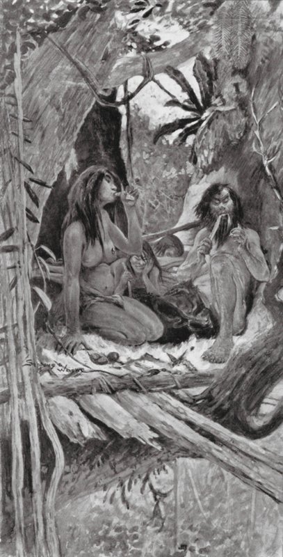 Esihistorialliset kiinalaiset puiden asuttajat (litografia) tekijältä Henry Charles Seppings Wright