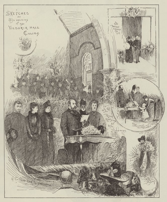 Luonnokset Victoria Hallin avajaisissa, Ealing tekijältä Henry Charles Seppings Wright