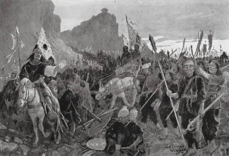 Sotilaat, joilla on "puruja" suussaan (litografia) tekijältä Henry Charles Seppings Wright