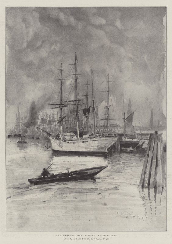Hampurin satamalakko, toimimaton satama tekijältä Henry Charles Seppings Wright