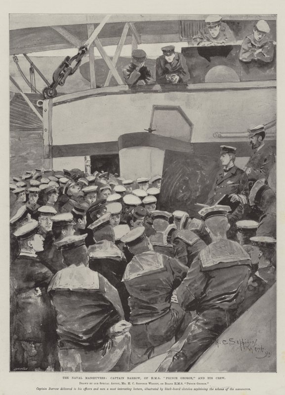 Merivoimien liikkeet, HMS Prince Georgen kapteeni Barrow ja hänen miehistönsä tekijältä Henry Charles Seppings Wright