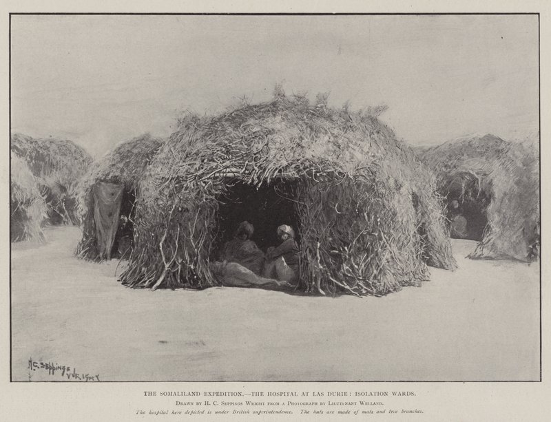 Somaliland Expedition, Las Durien sairaala, Isolation Wards tekijältä Henry Charles Seppings Wright
