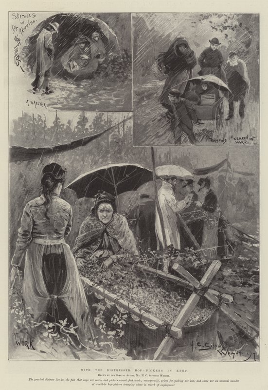 Distressed Hop-Pickersin kanssa Kentissä tekijältä Henry Charles Seppings Wright