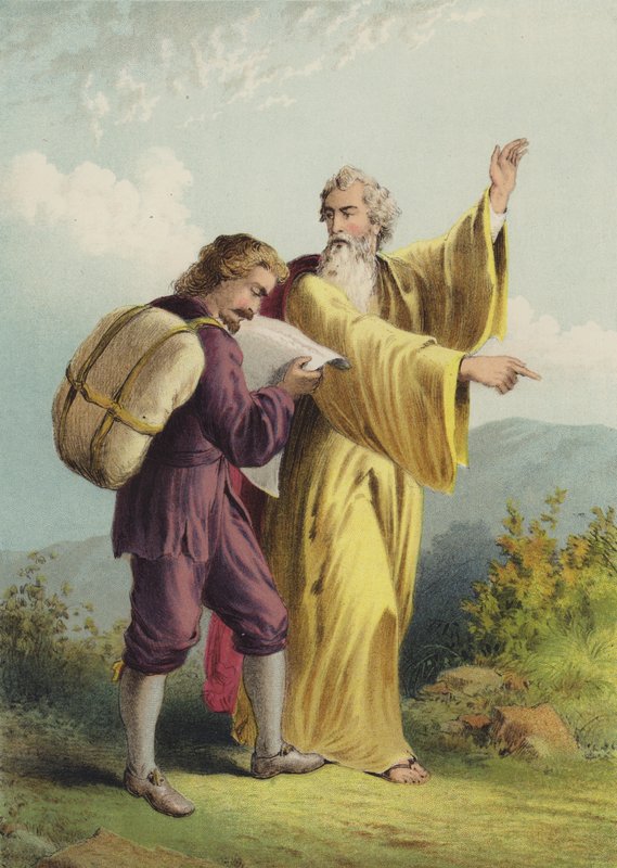 Kristitty ja evankelista (chromolitho) tekijältä Henry Courtney Selous