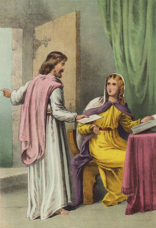 Christiana vastaanottaa viestin (chromolitho) tekijältä Henry Courtney Selous