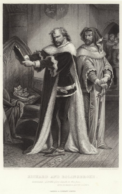 Rikhard ja Bolingbroke, Kuningas Rikhard II, näytös IV, kohtaus I. tekijältä Henry Courtney Selous