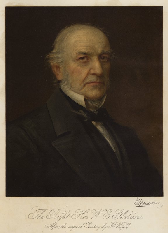 Oikea kunniallinen W E Gladstone (chromolitho) tekijältä Henry Jr. Weigall