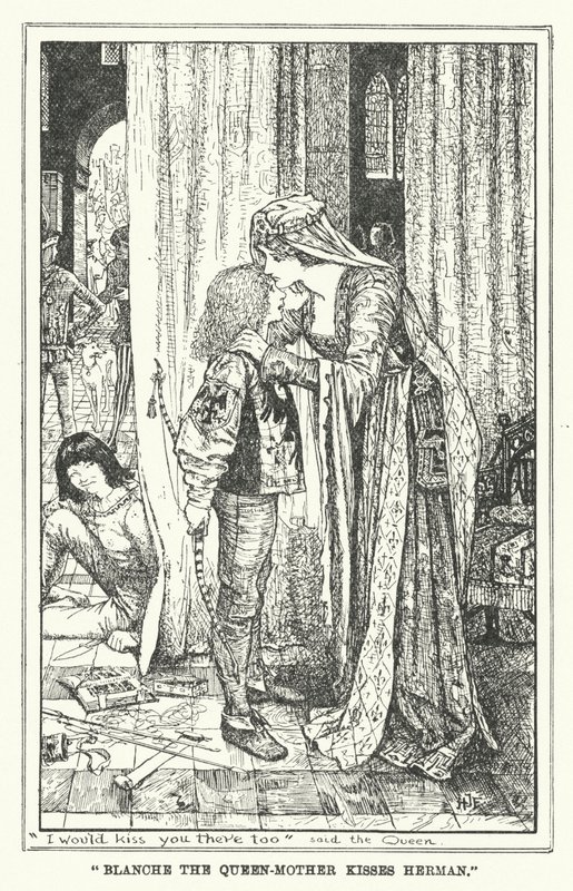 "Blanche kuningatar-äiti suutelee Hermania" (litho) tekijältä Henry Justice Ford