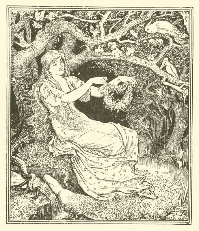 Prinssi Narcissus ja prinsessa Potentilla (kaiverrus) tekijältä Henry Justice Ford