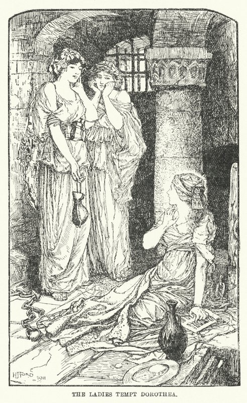 Naiset houkuttelevat Dorotheaa (litho) tekijältä Henry Justice Ford