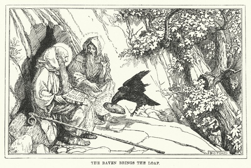 Korppi tuo leivän (litho) tekijältä Henry Justice Ford