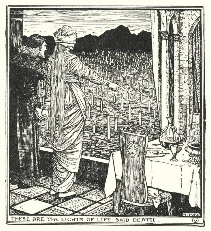 Nämä ovat elämän valot, sanoi Kuolema (litho) tekijältä Henry Justice Ford