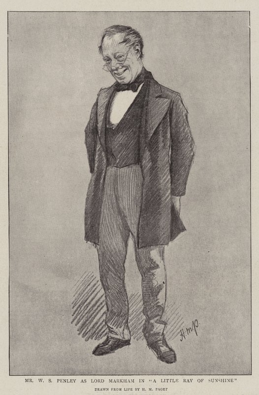 Mr W S Penley Lord Markhamina elokuvassa "A Little Ray of Sunshine" (litho) tekijältä Henry Marriott (after) Paget