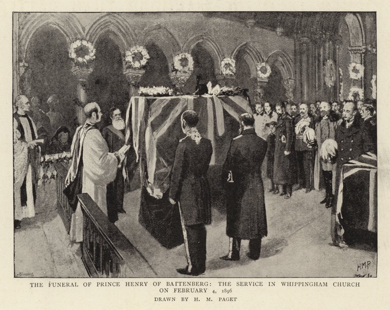 Battenbergin prinssi Henryn hautajaiset, jumalanpalvelus Whippinghamin kirkossa 4. helmikuuta 1896 tekijältä Henry Marriott Paget