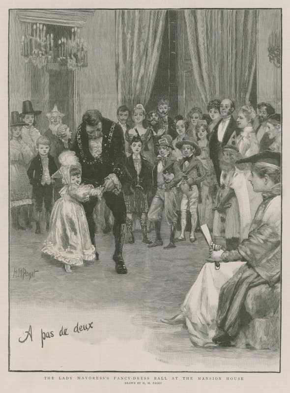 Lady Mayoressin naamiaisjuhla Mansion Housessa (kaiverrus) tekijältä Henry Marriott Paget