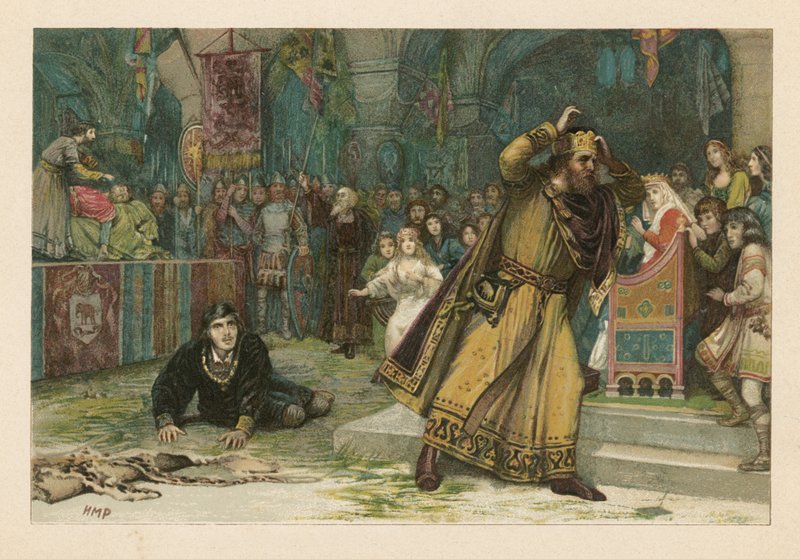Näytelmäkohtaus Hamletista (chromolitho) tekijältä Henry Marriott Paget