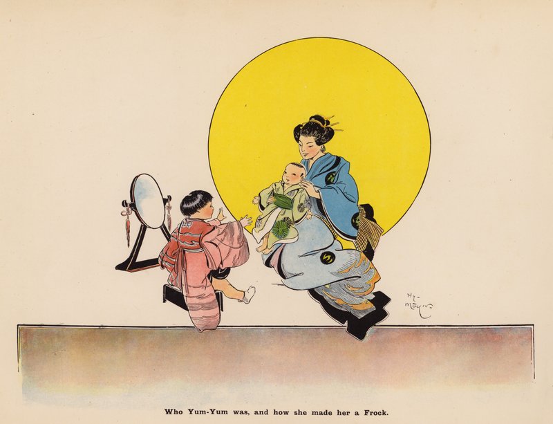 Kuvitus japanilaisen nuken seikkailuihin (värilitografia) tekijältä Henry Mayer