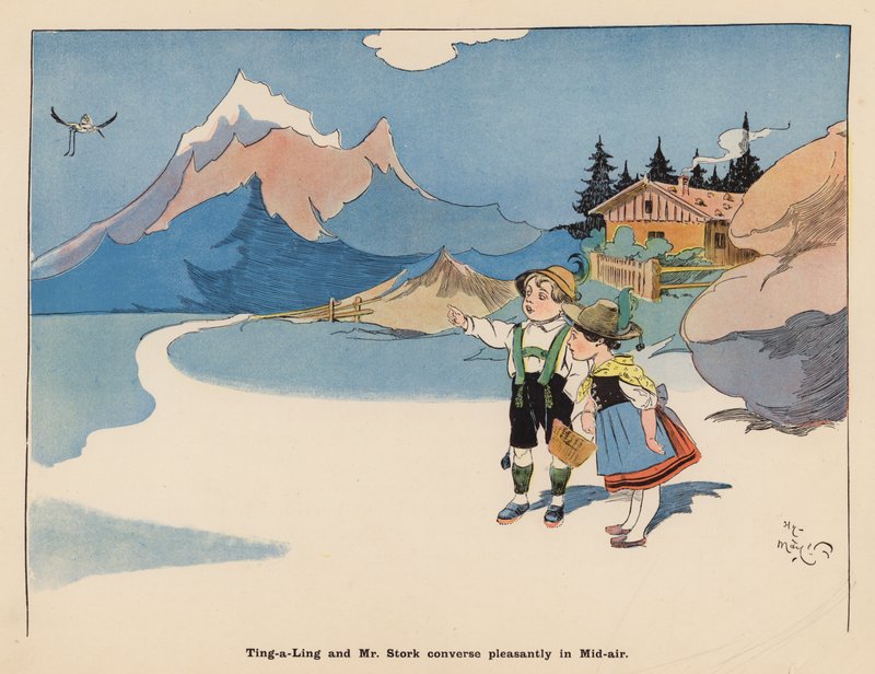 Kuvitus japanilaisen nuken seikkailuihin (värilitografia) tekijältä Henry Mayer