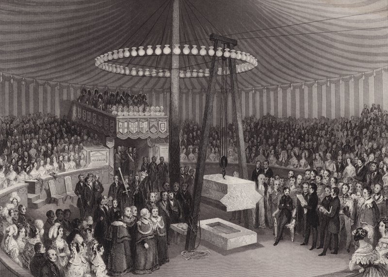 Uuden kuninkaallisen pörssin ensimmäisen kiven muurauksen seremonia, Albert, Prince Consort, Lontoo tekijältä Henry Melville