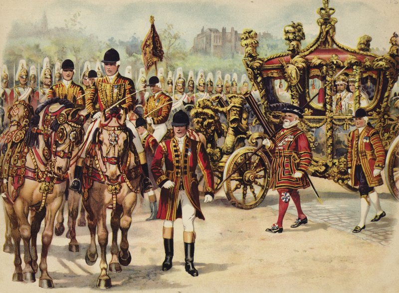 Kuningas Yrjö V:n kruunauskulkue, 22. kesäkuuta 1911 (chromolitho) tekijältä Henry Payne