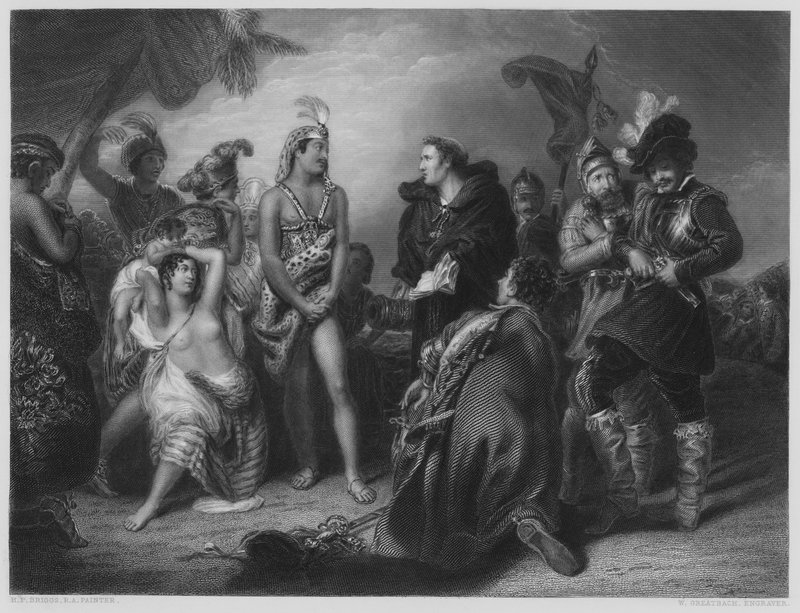 Espanjalaiset ja perulaiset, kuvasta Vernonin galleriassa (kaiverrus) tekijältä Henry Perronet (after) Briggs