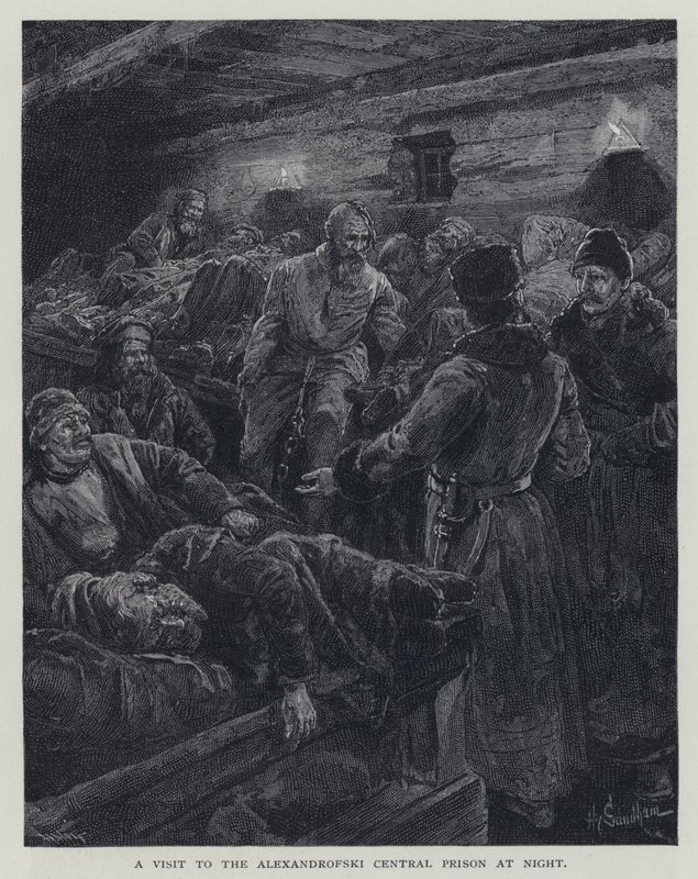 Vierailu Alexandrofskin keskusvankilassa yöllä (litho) tekijältä Henry Sandham